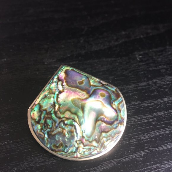 VINTAGE SILVER 925 ABALONE SHELL PENDANTBROOCH - Picture 2 of 6